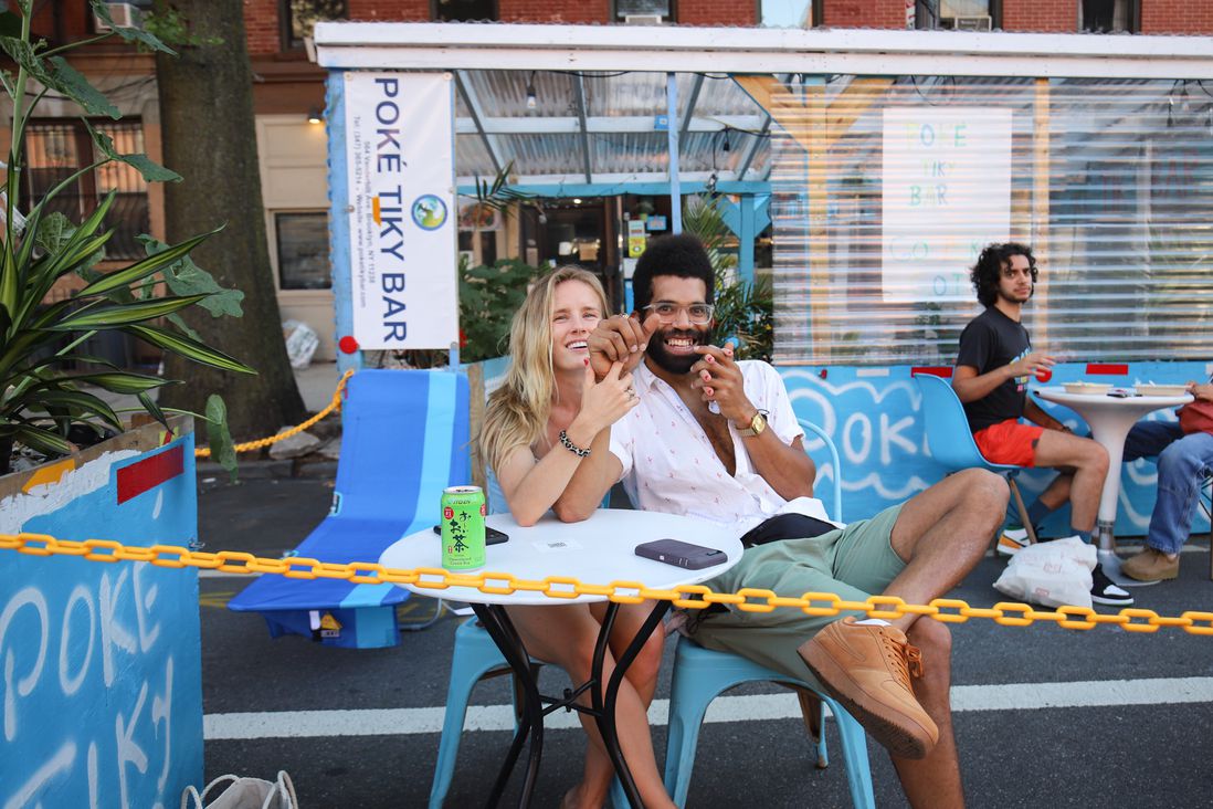A photo of Emily and Adriaan at Vanderbilt Avenue Open Streets